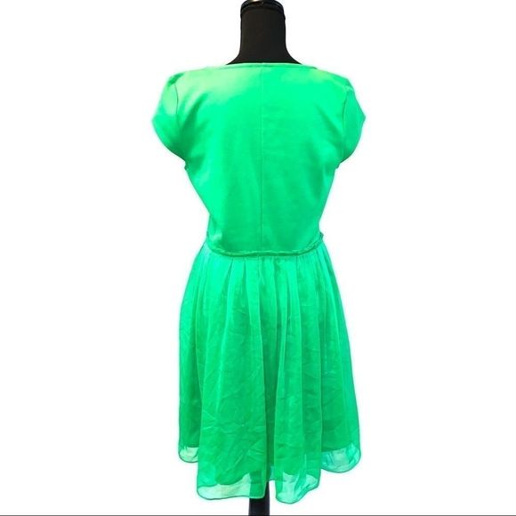 The Limited Green fit n flare paper bag dress M - Picture 2 of 10
